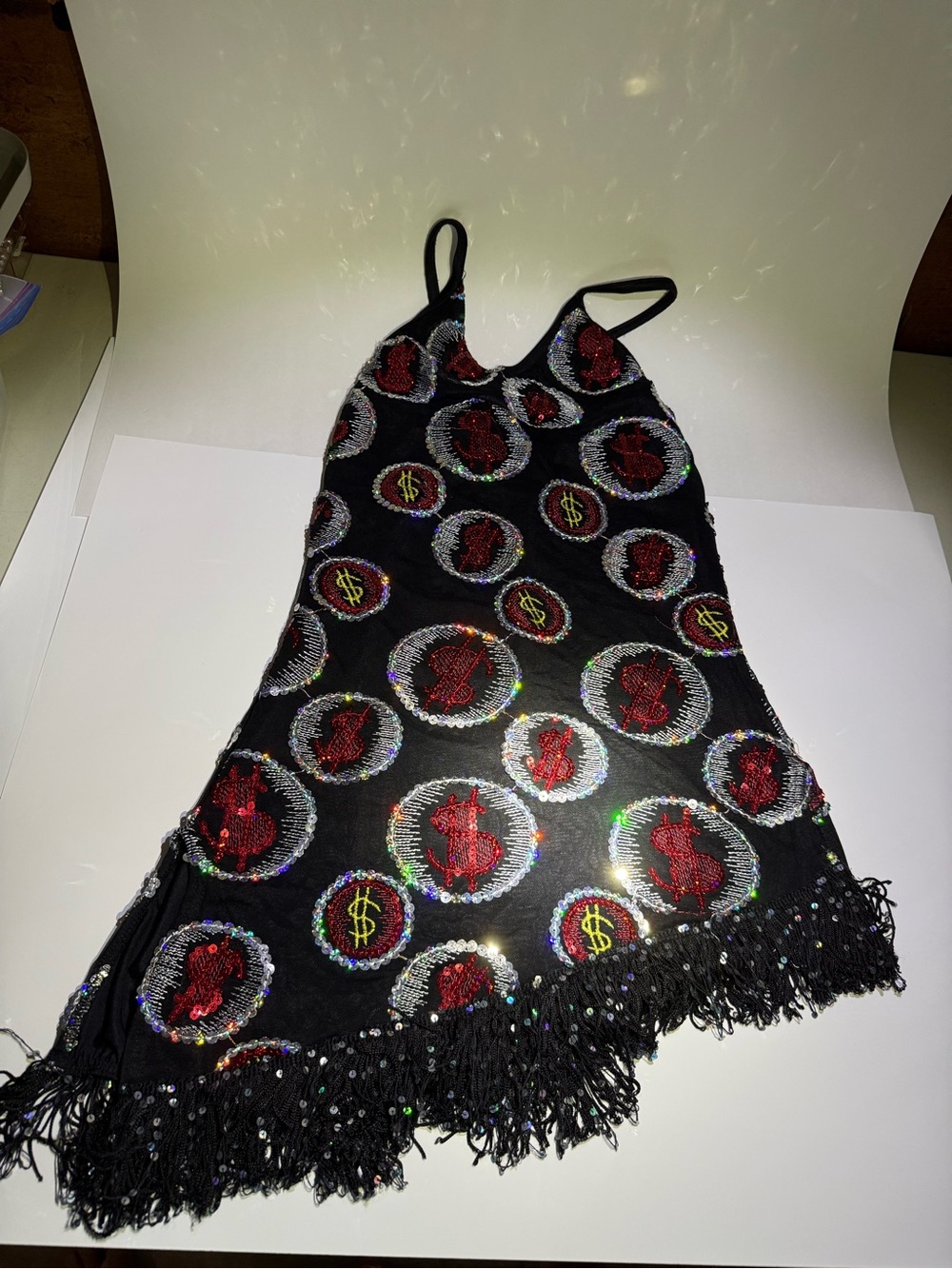 Vegas Baby!  Black Sequin Fringe Party Dress